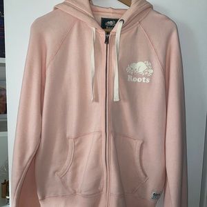 Baby pink Roots zip up hoodie size M